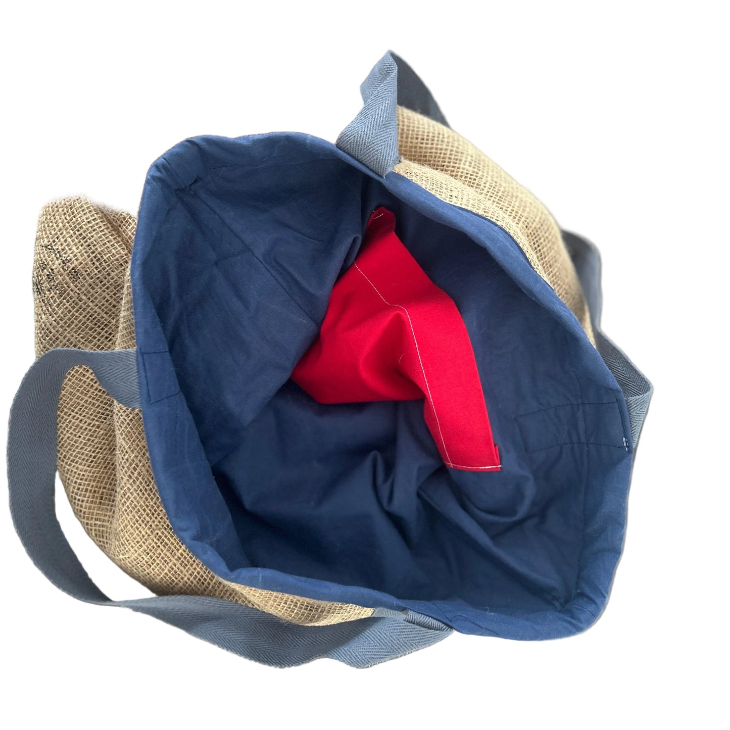 Reusable Shopping Bag - Grey Straps - Blue Lining