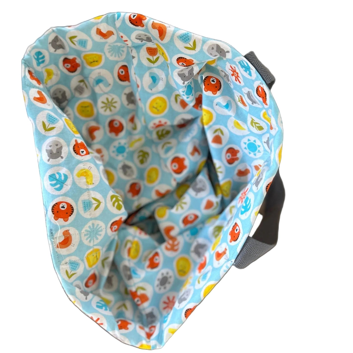 Reusable Shopping Bag - Grey handles - Animal Faces