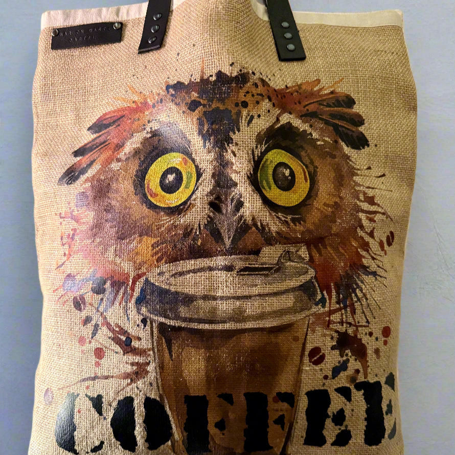 Upcycled Tote Bag | Coffee Owl | War On Waste Cartel