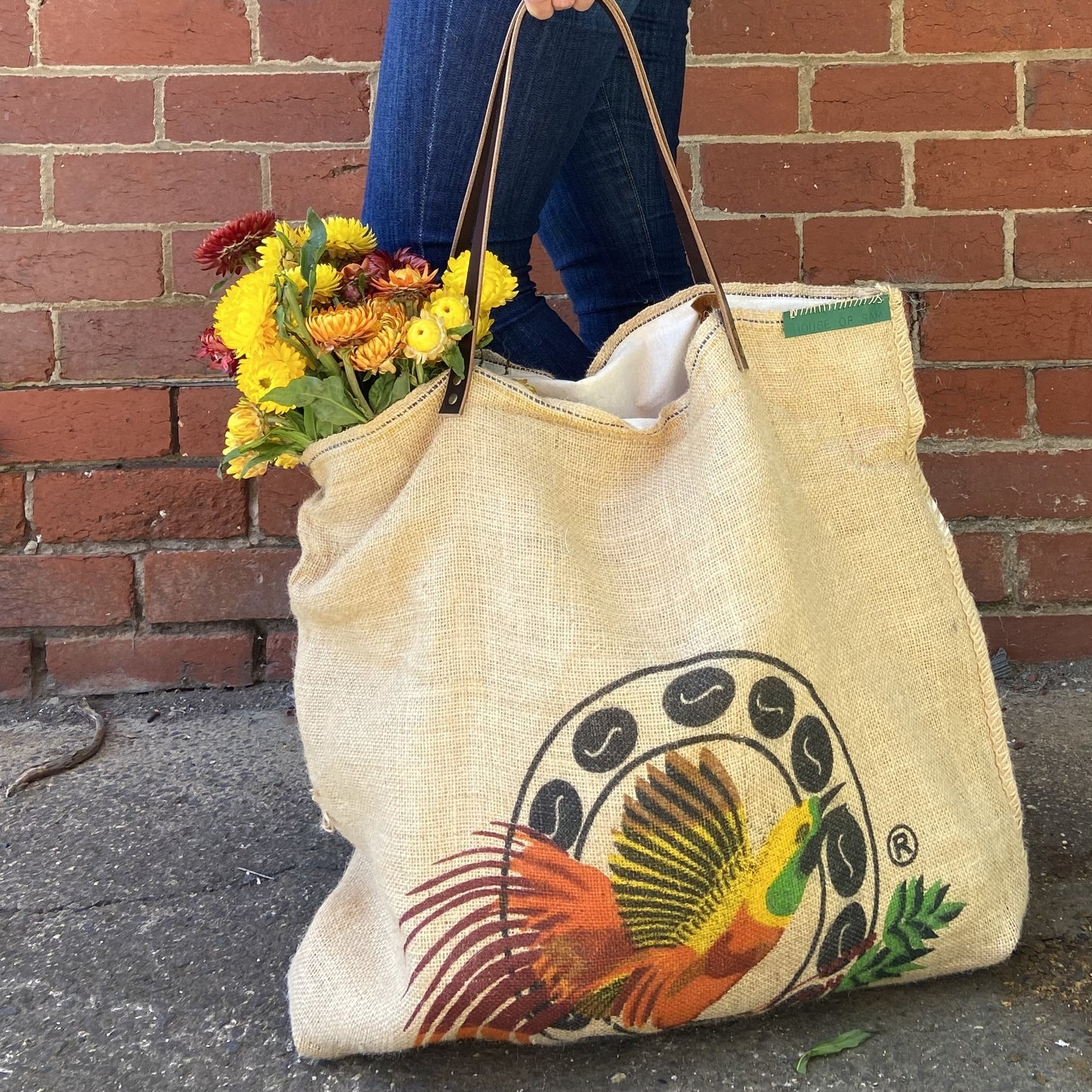 Large jute tote bag