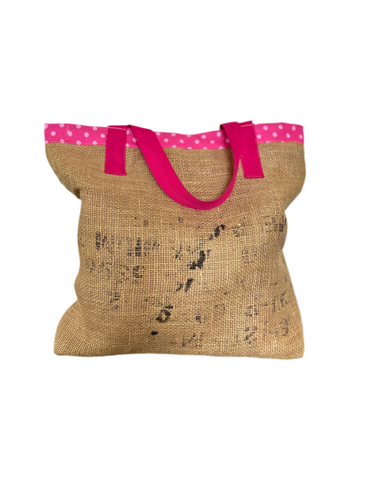 Reusable Shopping Bag - Pink Polka Dots