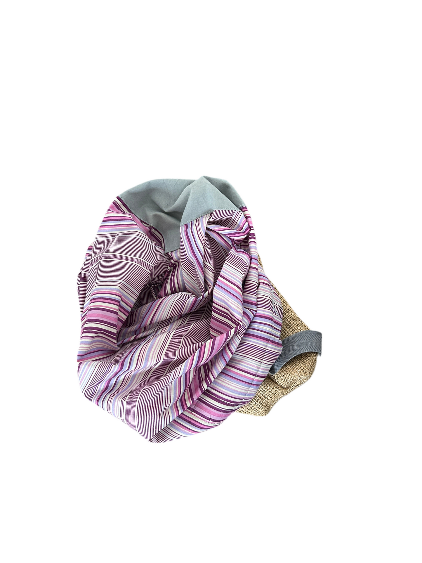 Reusable Shopping Bag - Grey carry straps with pinstripes