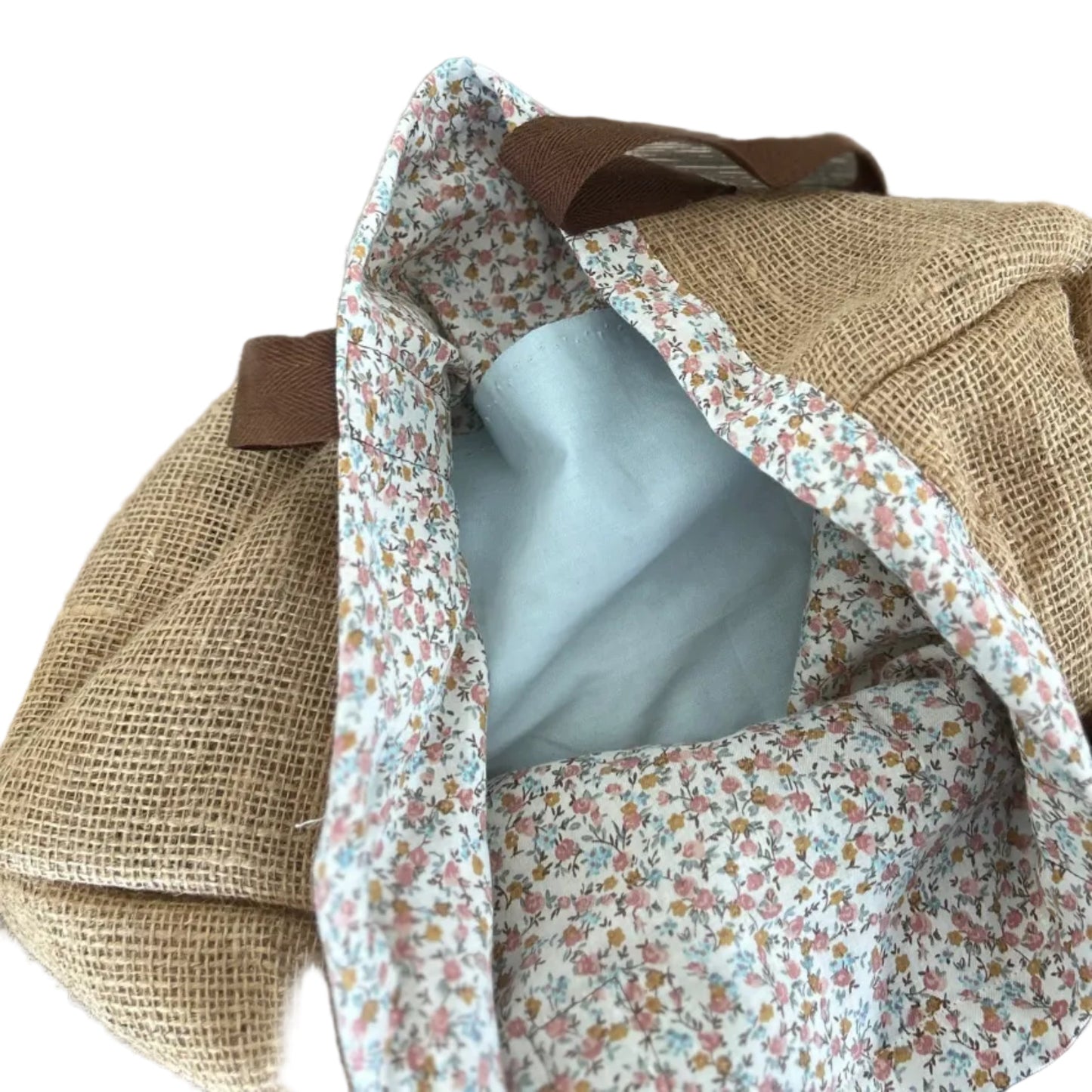 Reusable Shopping Bag - Brown carry straps - Floral