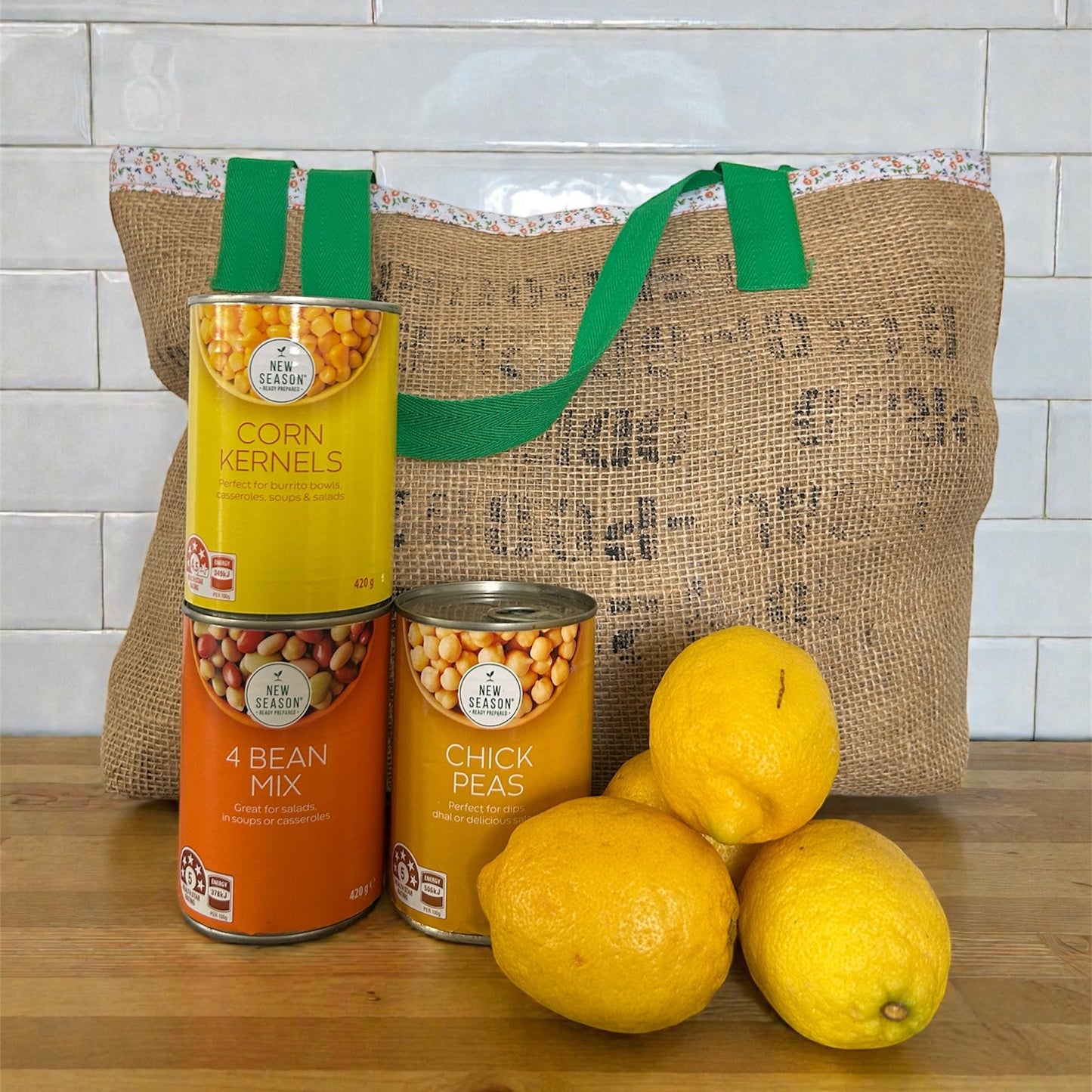 Reusable Shopping Bag - Green handles