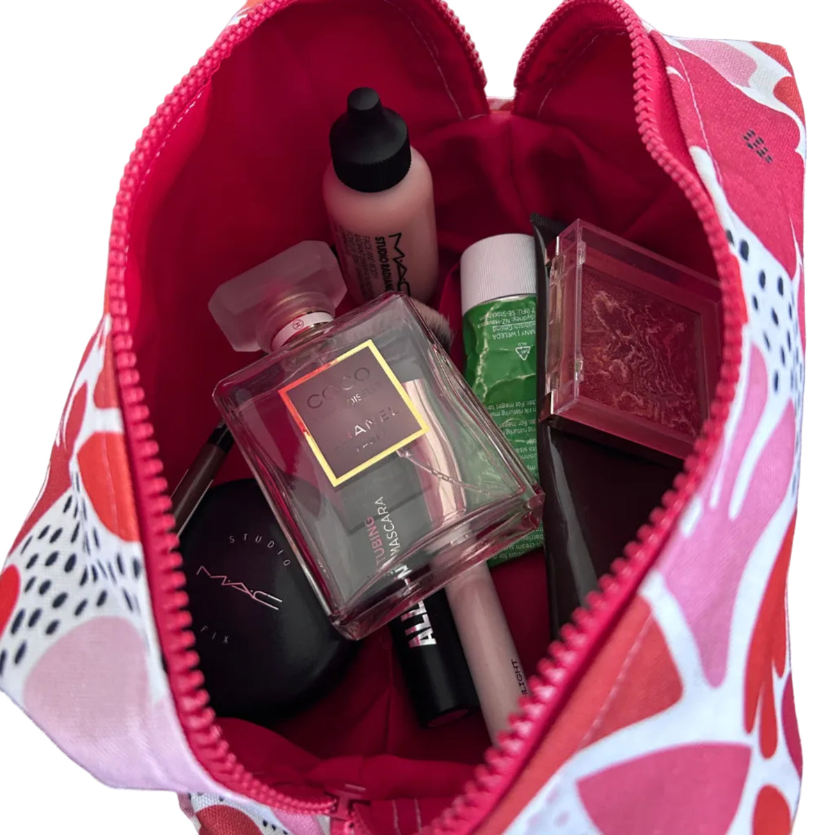 Daisy Red/Pink Utility Travel Case – Toiletry Bag / Dopp Kit (Australian Made)