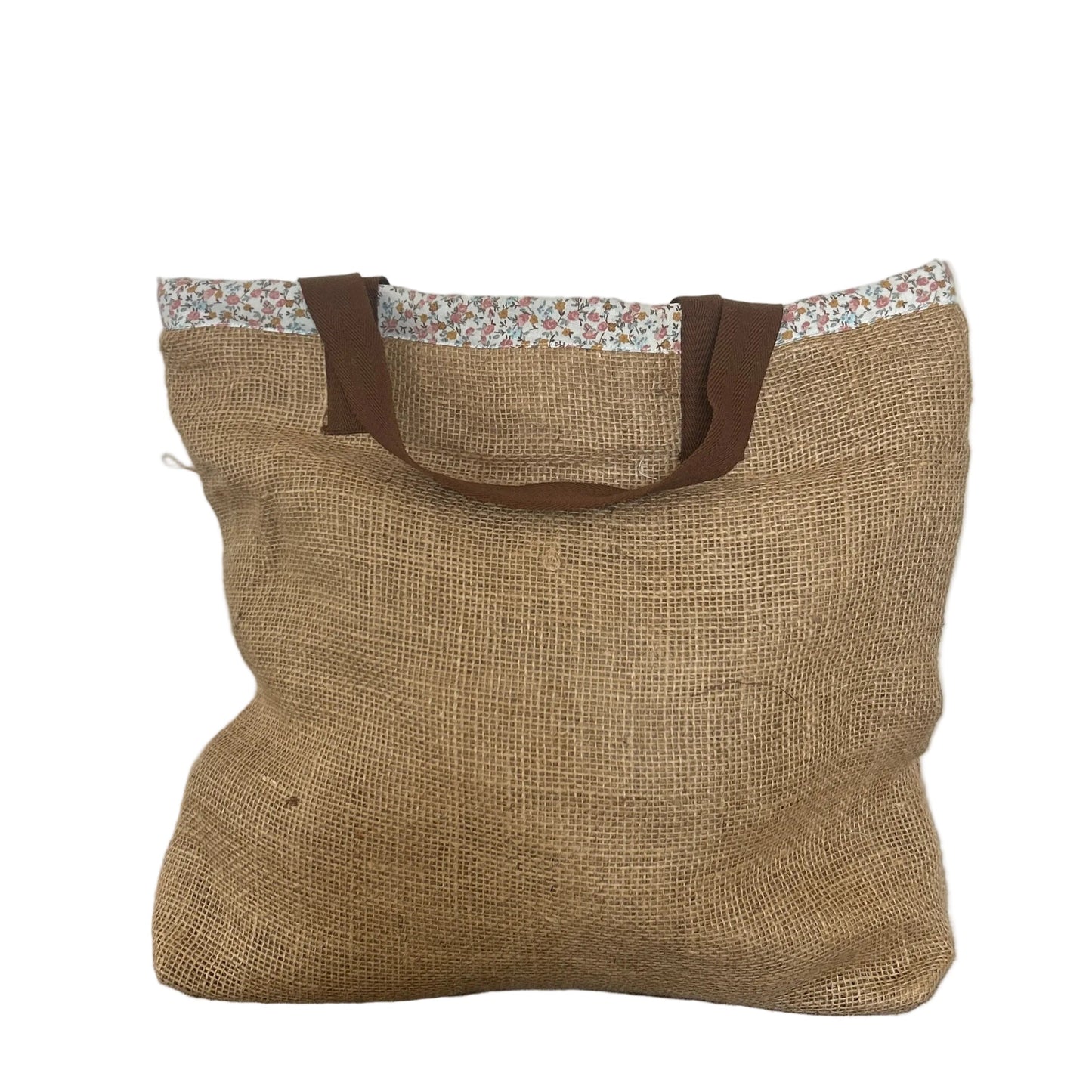 Reusable Shopping Bag - Brown carry straps - Floral